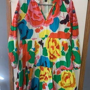 J. Crew Multicolor Ruffled Dress